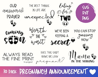 Pregnancy Announcement SVG Bundle, Pregnant SVG, Baby Announcement SVG, Maternity svg, New Mom Svg, Cut files for cricut, Silhouette svg