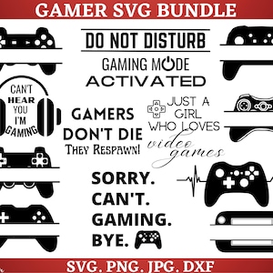 Gamer SVG Bundle, Contrôleur de jeu SVG, Gaming svg, Jeux vidéo svg, PC Gamer svg, Gamer clipart