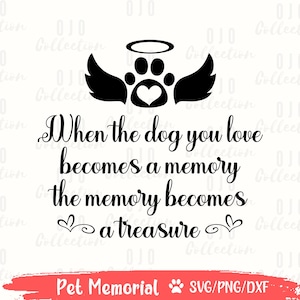 Dog Memorial SVG, In liefdevolle herinnering SVG, Pet Memorial SVG, Angel wings svg, Pet ornament svg, Pet Loss svg, Dog Loss Svg, Paw print svg