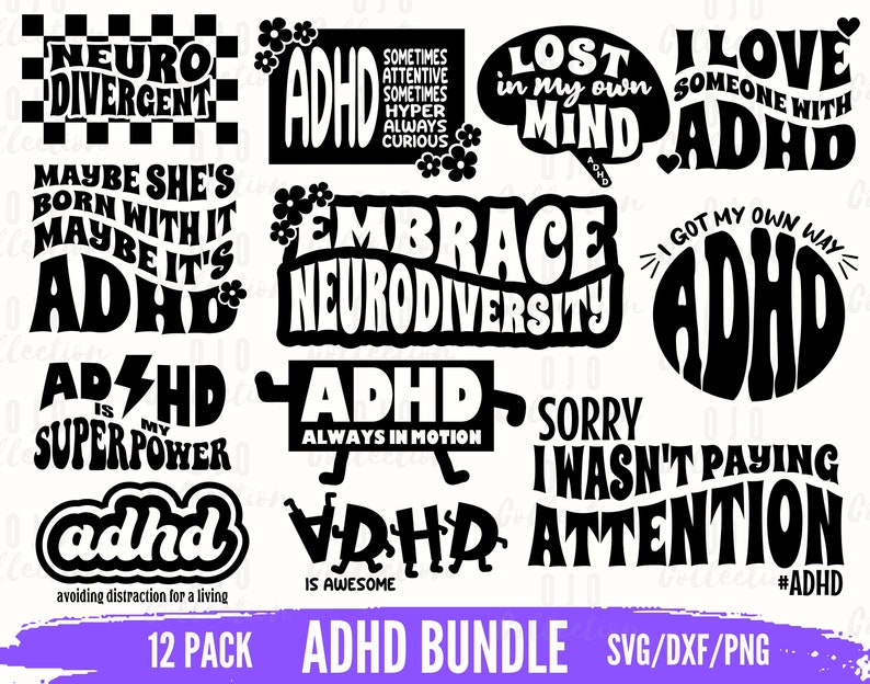 ADHD Png, ADHD Awareness SVG Bundle, Neurodiversity Designs Digital ...