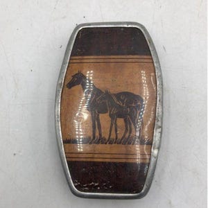 Cepillo de pelo de jabalí vintage con diseño de caballo del oeste