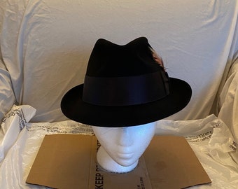 Vintage Classically Cool Old School Resistol Jet 990 Fur Felt Fedora Black Size 7 1/8