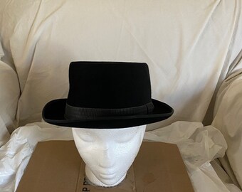 Vintage Rare "Old School" Classically Cool Luca's Custom Made Hats of Utica New York Fur Felt Porkpie Black Size 7