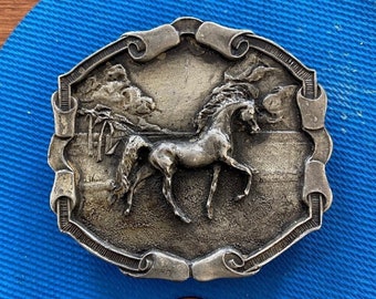 Vintage Very Nicely Detailed Bergamot Brass Works "Horse" Belt Buckle