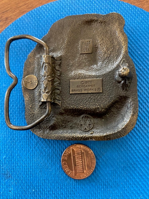 1978 Bergamot brass Vintage 1978 Bergamot Brass Works Dolphin Belt Buckle – The  main image 3