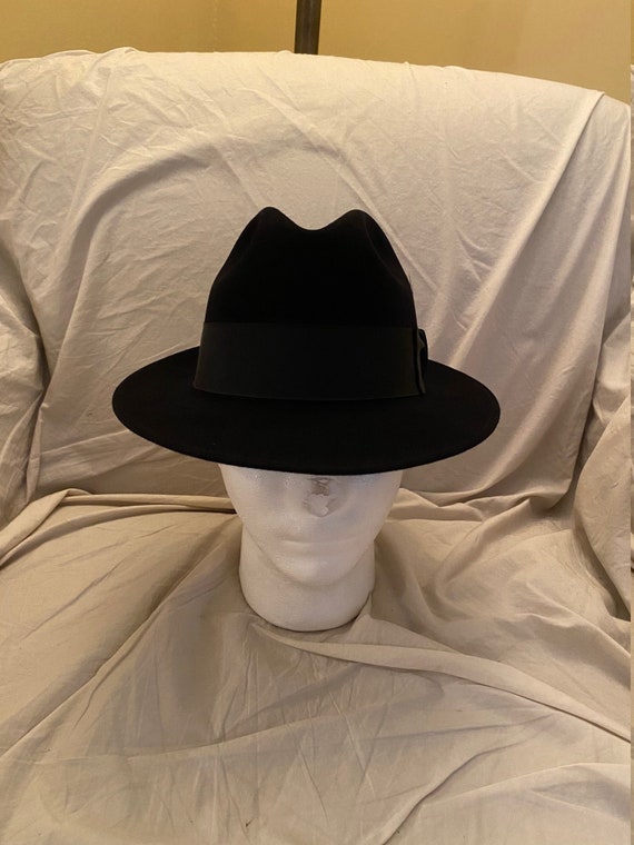 Vintage Classically Cool Flechet Genuine Fur Felt Fedora Chapeau Flechet Black Size 7