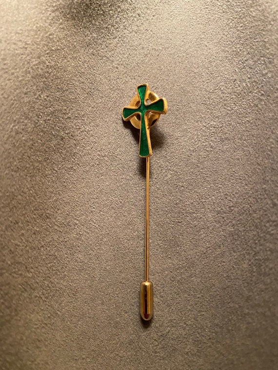 Vintage Celtic Cross Hat Pin - image 1
