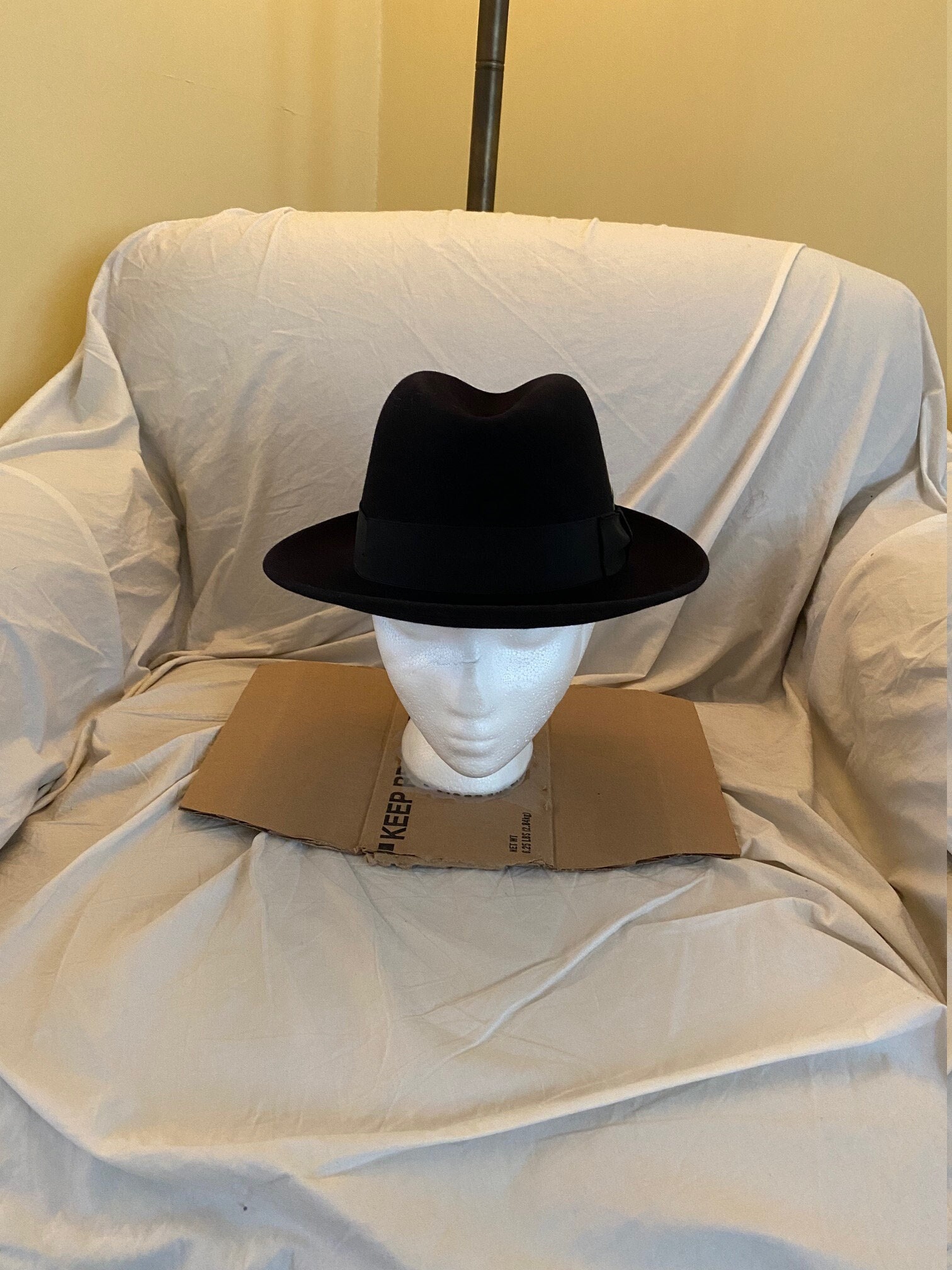Chapeau Melon Beaver Hats Rare - Taille 56 - Ruban Gros Grain Noir - Fabriqué Aux USA - Neuf Sans étiquette