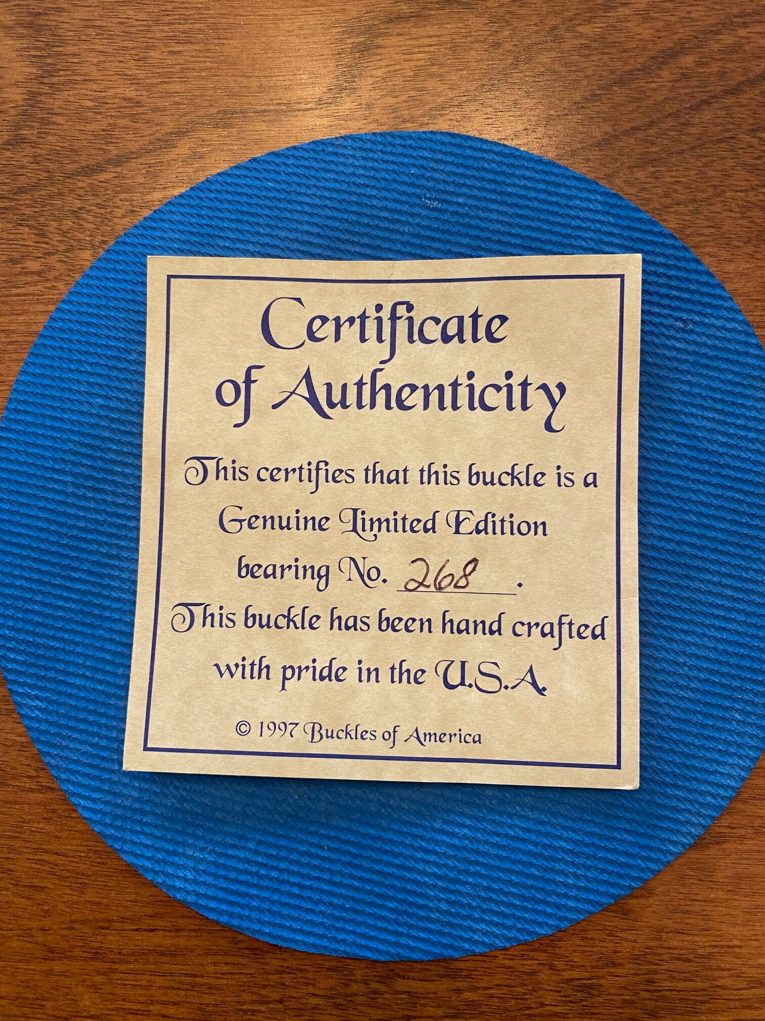 ヴィンテージ（1997年）Buckles of America ナンバー入りエディション 