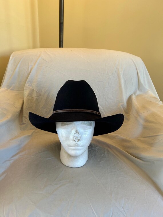 Chapeau Western Cowboy Bailey En Feutre Noir - Taille 7 1/4 (58) - Vintage - Fabriqué Aux USA