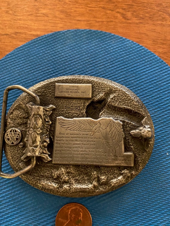 Boucle De Ceinture Vintage Bergamote (1983) - En Métal Laitonné, Pièce Rare Et Originale