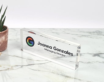 Signo de nombre personalizado, logotipo personalizado, decoración de oficina única, placa de identificación de oficina, regalo para jefe, regalo de señora jefe, placa de escritorio, logotipo de empresa personalizado