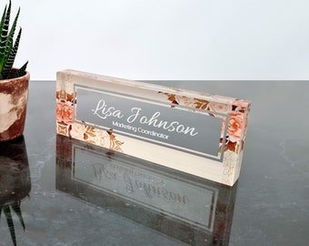 Mom Gift, Masters Degree, Personalized Name Plate Desk Plaque Custom Acrylic Executive Teacher Gift