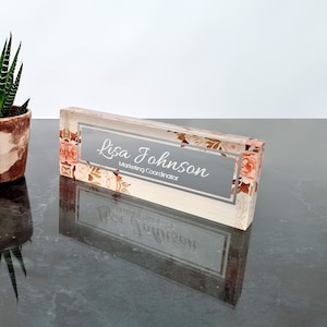 Mom Gift, Masters Degree, Personalized Name Plate Desk Plaque Custom Acrylic Executive Teacher Gift
