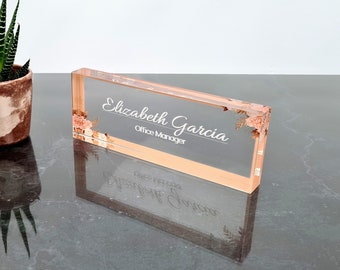 Placa de escritorio - Placa de nombre acrílica personalizada para escritorio - Signo de nombre personalizado - Regalo profesional para graduación, promoción, nuevo trabajo