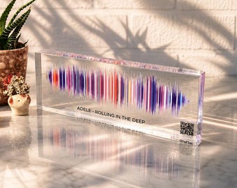 Custom Soundwave Art Plaque with QR Code: Personalized Music Gift