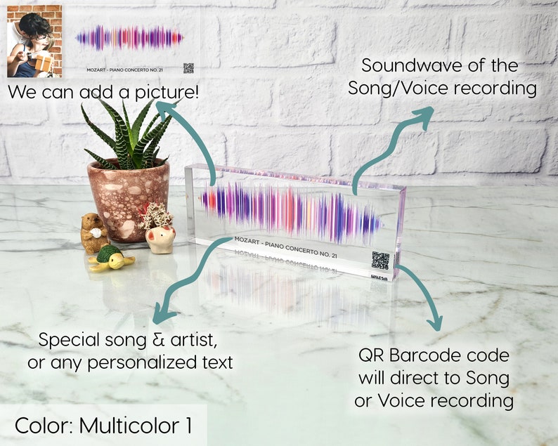 Soundwave Art, Soundwave Print, Sound Wave Art, Regalo de grabación de voz, Placa de canción personalizada, con código QR imagen 10