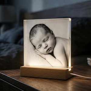 Personalized Family Photo Plaque, Custom Acrylic Block & LED Picture Frame Gift image 5