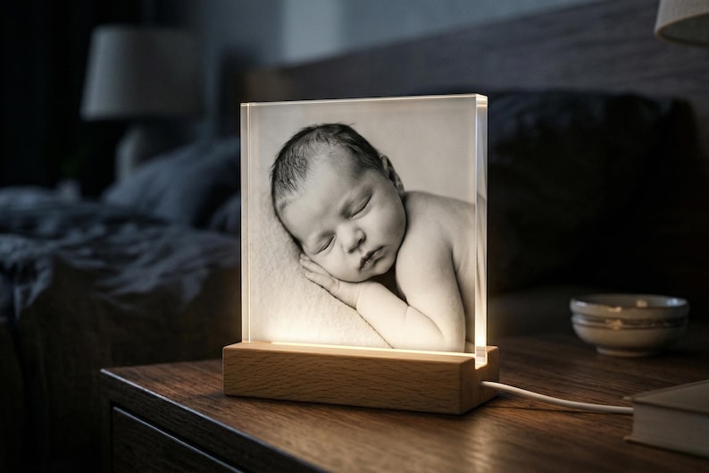 Personalized Family Photo Plaque, Custom Acrylic Block & LED Picture Frame Gift image 5