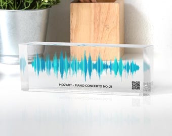 Placa artística de ondas sonoras personalizada: regalo de canción personalizado con código QR