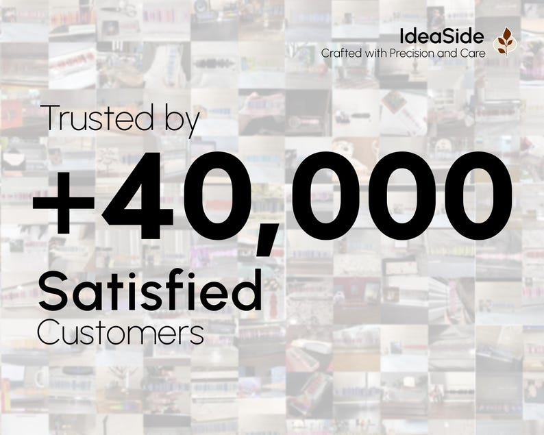 Peut inclure: Une image en noir et blanc avec un collage de petites images en arri&egrave;re-plan. Le texte "Trusted by +40,000 Satisfied Customers" est au premier plan.