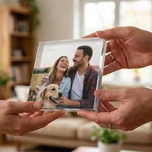 Personalized Family Photo Plaque, Custom Acrylic Block & LED Picture Frame Gift image 4