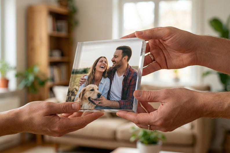 Personalized Family Photo Plaque, Custom Acrylic Block & LED Picture Frame Gift image 4