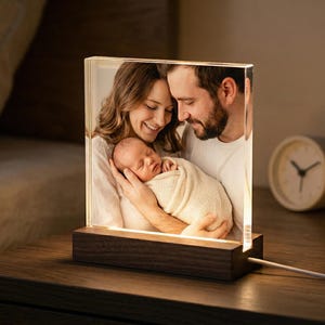 Personalized Family Photo Plaque, Custom Acrylic Block & LED Picture Frame Gift LED Base