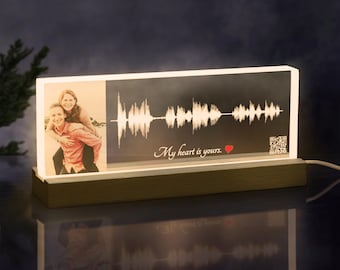 Aangepaste led-geluidsgolfplaat met foto | Eerste dansnummer | Romantisch jubileumcadeau voor stel