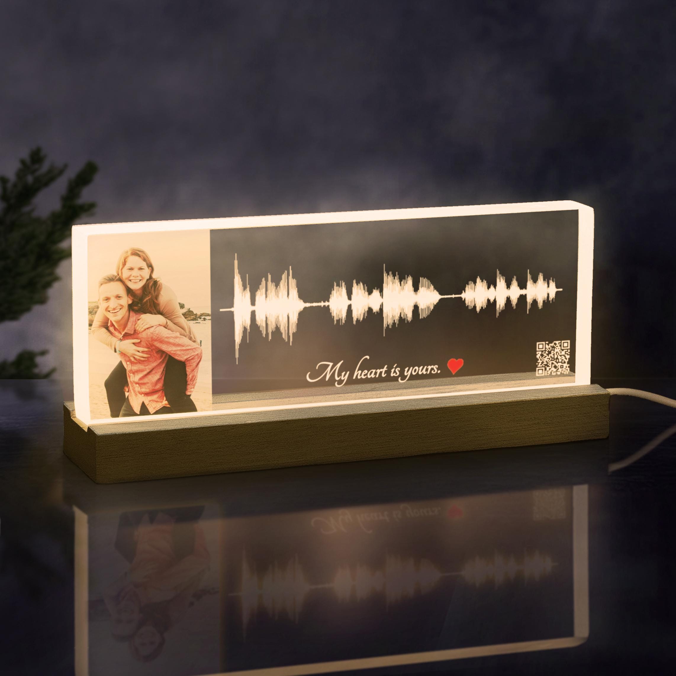 Custom Led Soundwave Plaque With Photo | First Dance Song Romantic Anniversary Gift For Couple