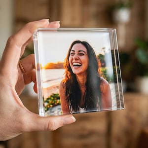 Personalized Family Photo Plaque, Custom Acrylic Block & LED Picture Frame Gift No LED Base
