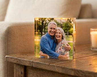Custom Grandparents Photo Block Personalized Family Vacation Acrylic Picture Frame Keepsake