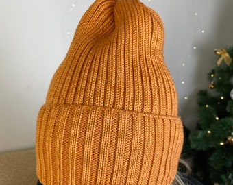 Hat, orange hat, warm hat, beanie hat, wool hat