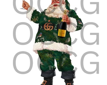 Boujee Weihnachtsmann röstet Champagner an 2 Versionen