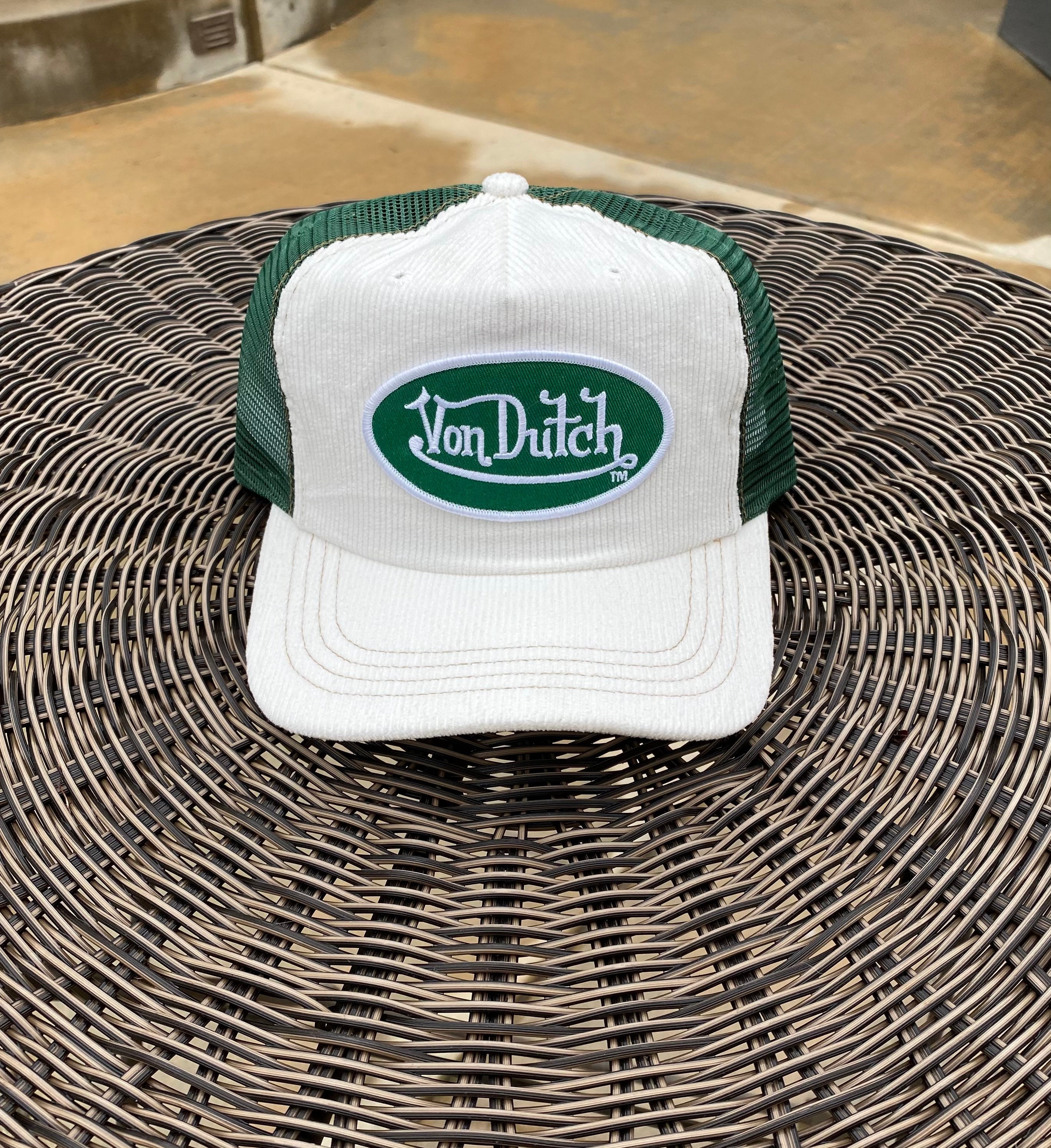 Von Dutch Green Corduroy Trucker Hat 