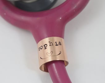 Stethoscope ID Tag, Stethoscope Name Tag, Stethoscope Charm, Stethoscope ID Ring, Personalized Stethoscope Name Tag, Nurse Graduation Gift