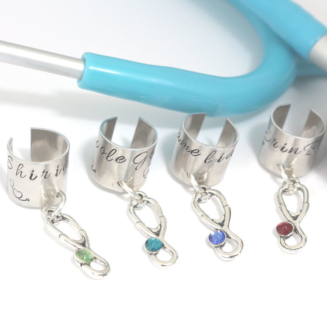 Stethoscope Tag, Stethoscope Charm, Birthstone Stethoscope Charm, Nurse