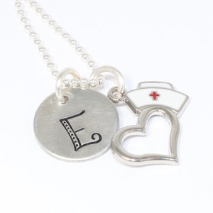 Nurse Charm Necklace - Initial Necklace - Gift for Nurse - Nurse Gift - Monogram Necklace - Custom Necklace for Nurse - RN Gift -BSN Gift