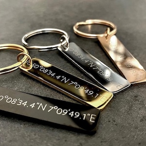 Coordinates keycain perssonalised / pendant / gift / key ring / desired text / individual