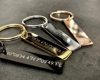 Coordinates keycain perssonalised / pendant / gift / key ring / desired text / individual
