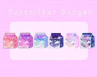 Magical Girl Drinks Twitch Abonnenten-Badges: Starry Celestial Cosmic (Instant Download)