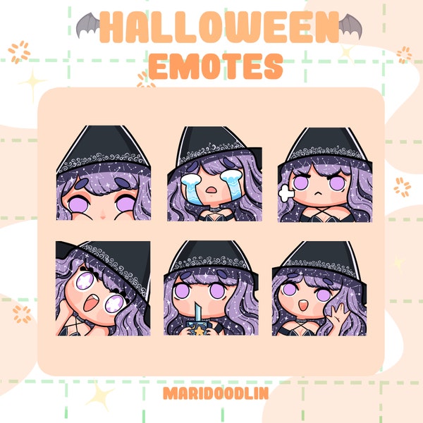 Lavender Witchy Girl Emotes | Twitch and Discord Emotes | Instant Download | Cute Girl Emotes