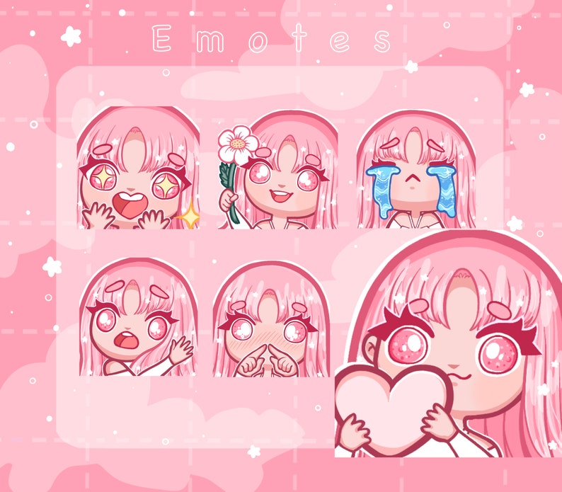 Pastel Pink Girl Emotes Twitch and Discord Emotes Instant Etsy