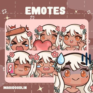 Cute Elf Girl Emotes | Twitch Emotes | Discord Emotes | Instant Download | Plant Girl | Chibi Girl Emotes | Flowers