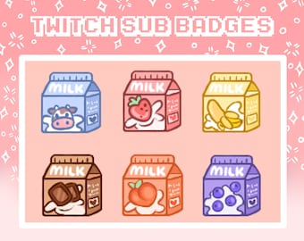 Insignes Sub Twitch en carton de lait | Style japonais kawaii (téléchargement instantané