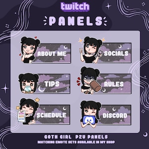 Goth Girl Panels | Twitch & Discord Graphics | Instant Download | Gamer Girl