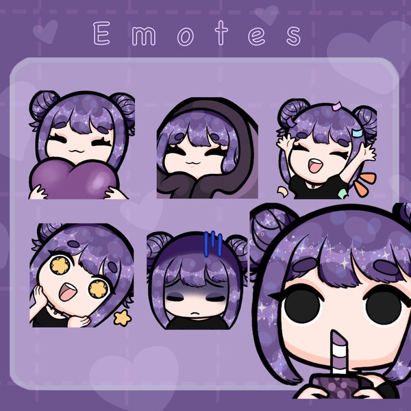 Purple Goth Girl Emotes 2 | Twitch and Discord Emotes | Instant Download | Cute Girl Emotes | Gamer Girl