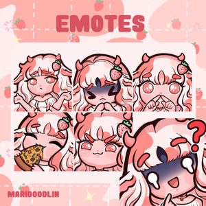 Emotes cow-girl aux fraises | Emotes Twitch et Discord | Téléchargement instantané | Emotes jolie fille