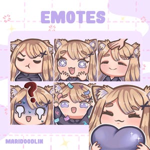 Cat Girl Emotes | Twitch Emotes | Discord Emotes | Instant Download | Cute Girl Emotes | Halloween | Kitty Girl | Cat Ears