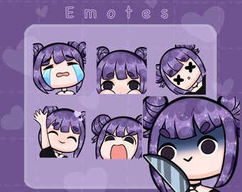 Purple Goth Girl Emotes | Twitch and Discord Emotes | Instant Download